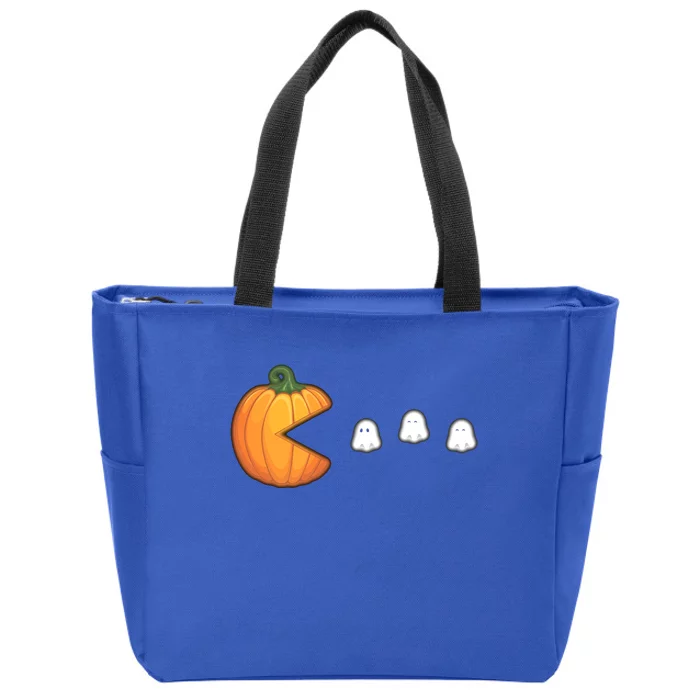 Funny Halloween Pumpkin Eating Ghosts Gift Zip Tote Bag