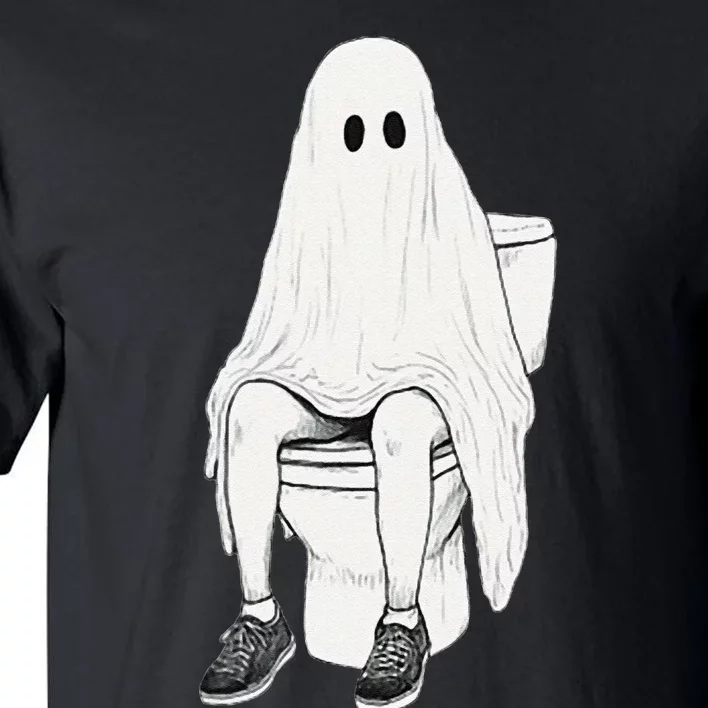 Funny Halloween Pooping Bathroom Ghost On Toilet Tall T-Shirt