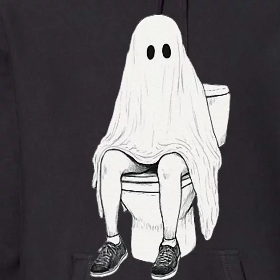 Funny Halloween Pooping Bathroom Ghost On Toilet Premium Hoodie