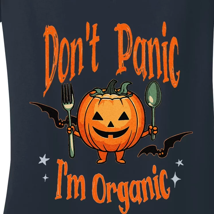 Funny Halloween Pumpkin Vegans Vegetarians Organic Gardeners Women's V-Neck T-Shirt