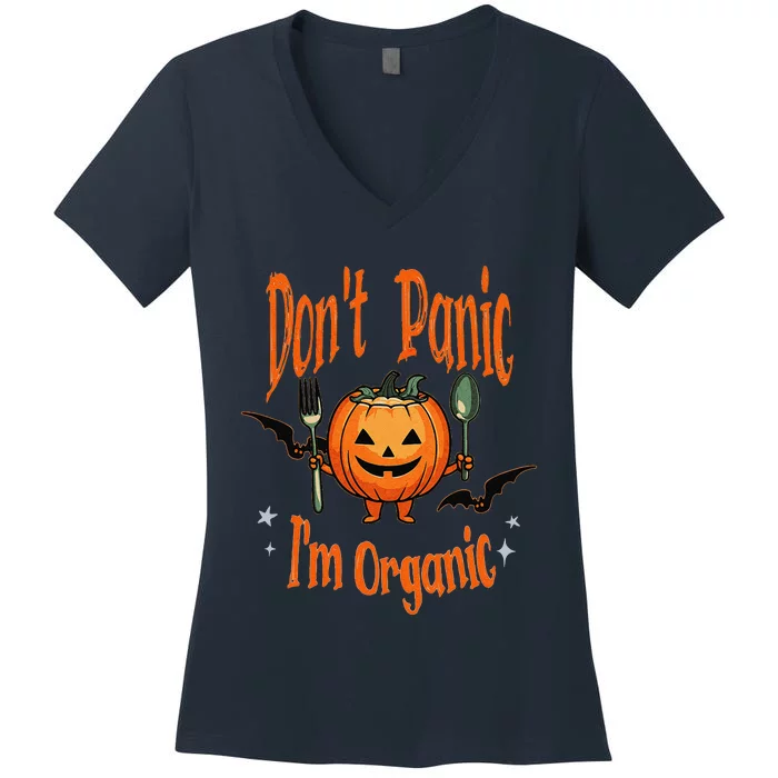 Funny Halloween Pumpkin Vegans Vegetarians Organic Gardeners Women's V-Neck T-Shirt