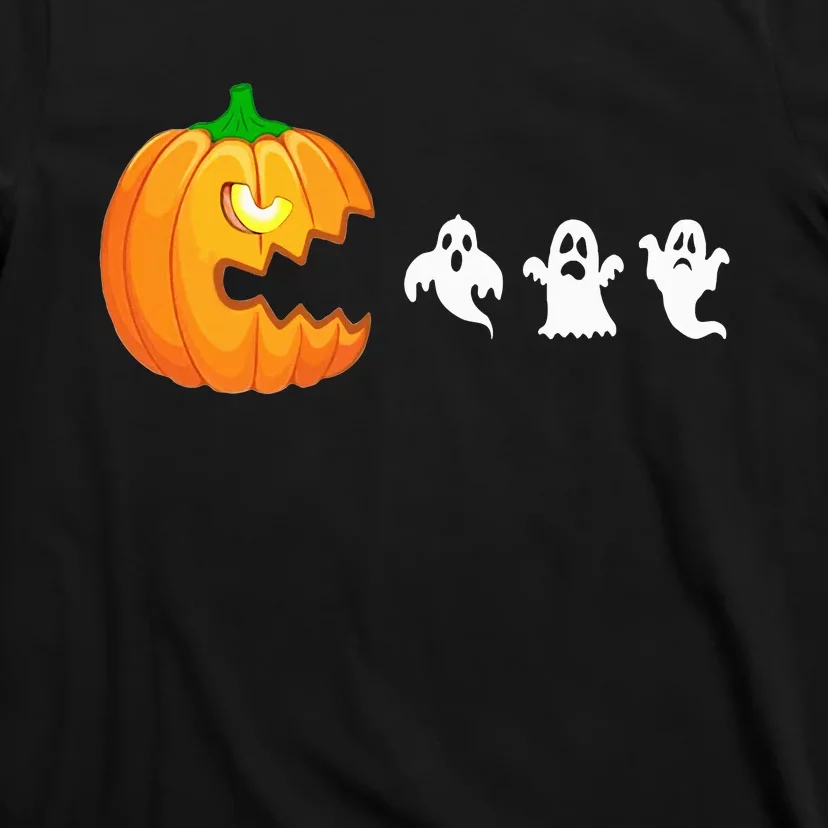 Funny Halloween Pumpkin Eating Ghost Gamer T-Shirt