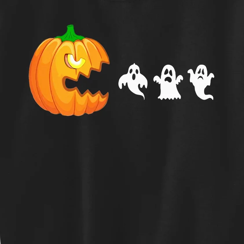 Funny Halloween Pumpkin Eating Ghost Gamer Kids Sweatshirt