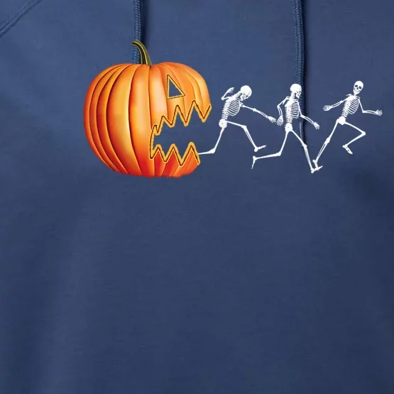 Funny Halloween Pumpkin Skeletons Jack O Lantern Performance Fleece Hoodie