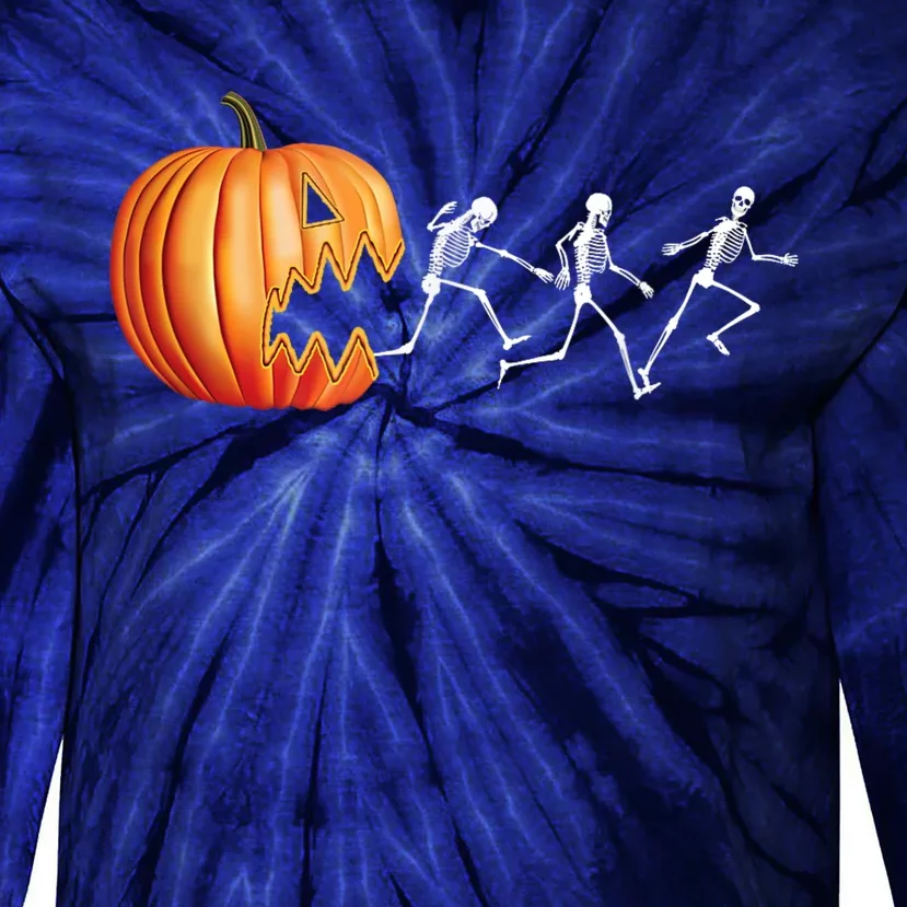 Funny Halloween Pumpkin Skeletons Jack O Lantern Tie-Dye Long Sleeve Shirt