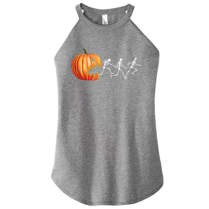 Funny Halloween Pumpkin Skeletons Jack O Lantern Women’s Perfect Tri Rocker Tank