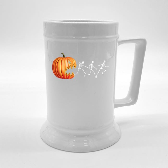 Funny Halloween Pumpkin Skeletons Jack O Lantern Front & Back Beer Stein