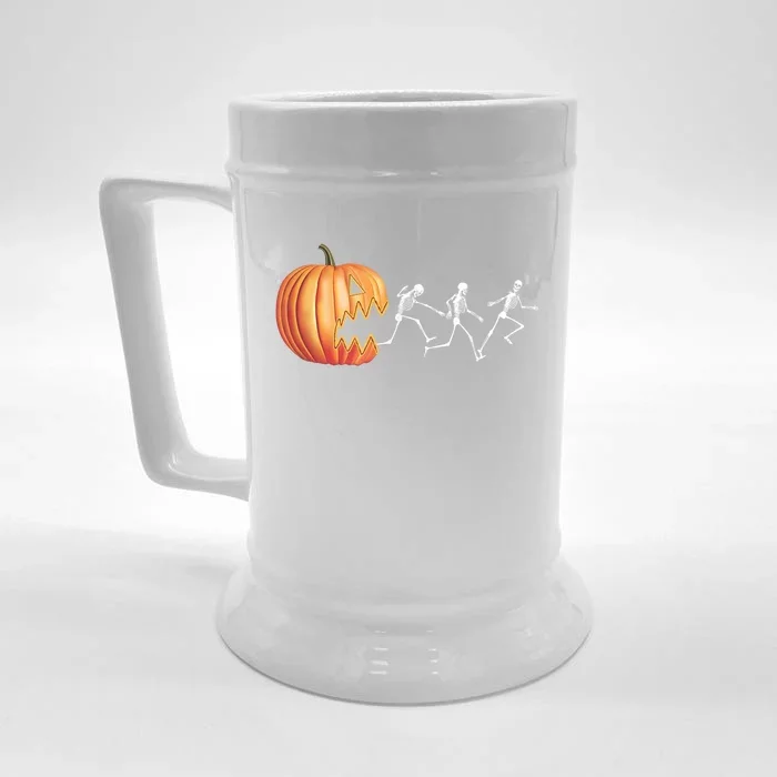 Funny Halloween Pumpkin Skeletons Jack O Lantern Front & Back Beer Stein