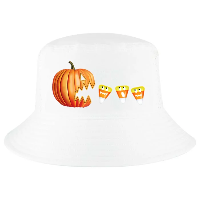 Funny Halloween Pumpkin Jack O Lantern Eating Candy Corn Cool Comfort Performance Bucket Hat