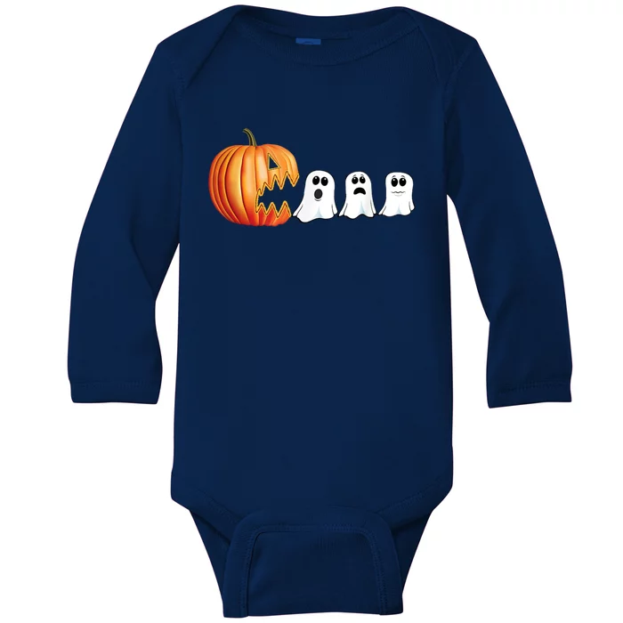 Funny Halloween Pumpkin Ghosts Jack O Lantern Baby Long Sleeve Bodysuit