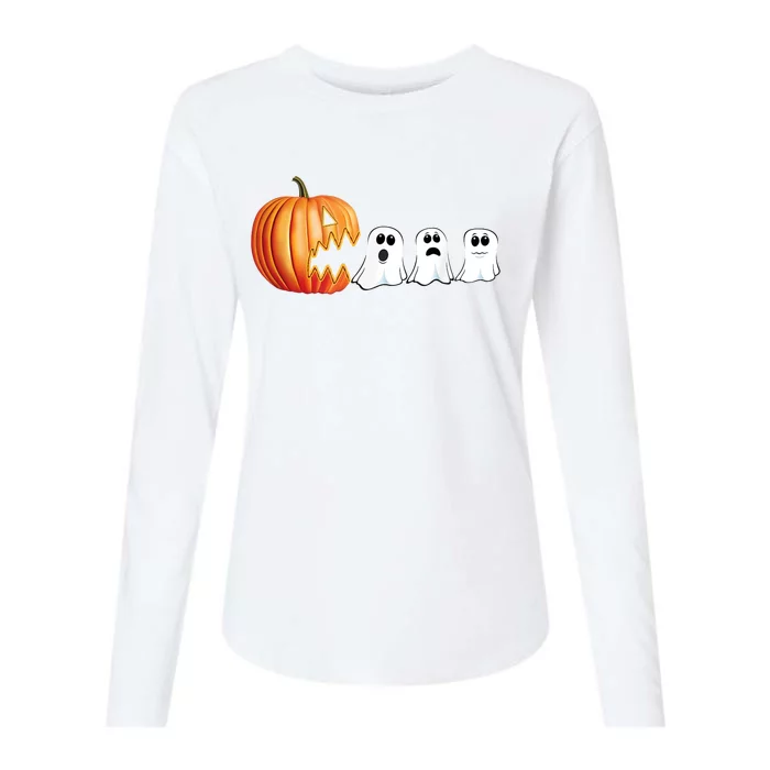 Funny Halloween Pumpkin Ghosts Jack O Lantern Womens Cotton Relaxed Long Sleeve T-Shirt