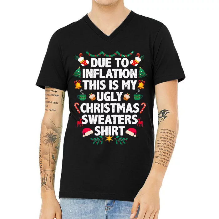 Festive Holiday Pajama for the Inflation Era V-Neck T-Shirt