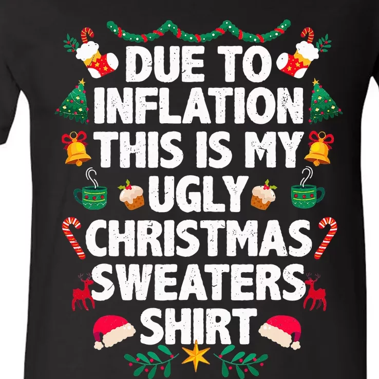 Festive Holiday Pajama for the Inflation Era V-Neck T-Shirt