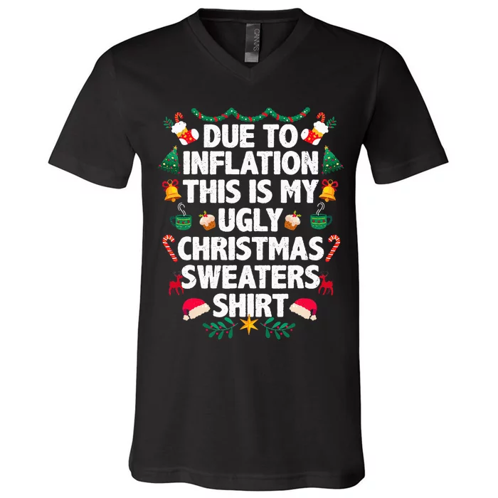 Festive Holiday Pajama for the Inflation Era V-Neck T-Shirt