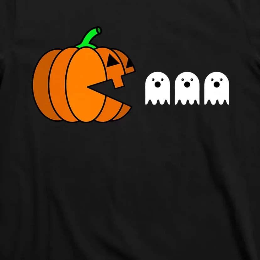 Funny Halloween Pumpkin Eating Ghost Gamer T-Shirt