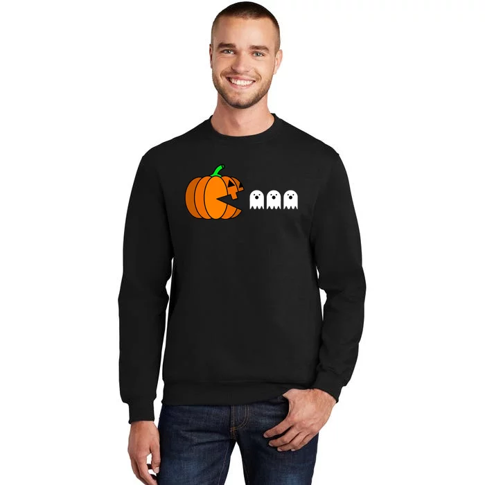 Funny Halloween Pumpkin Eating Ghost Gamer Tall Sweatshirt