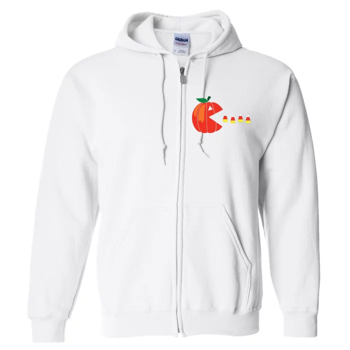 Funny Halloween Pumpkin Eating Candy Corn Full Zip Hoodie