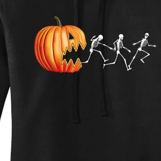 Funny Halloween Pumpkin Skeletons Jack O Lantern Women's Pullover Hoodie