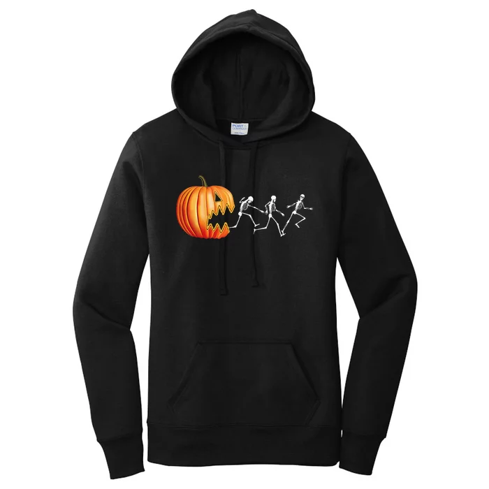 Funny Halloween Pumpkin Skeletons Jack O Lantern Women's Pullover Hoodie