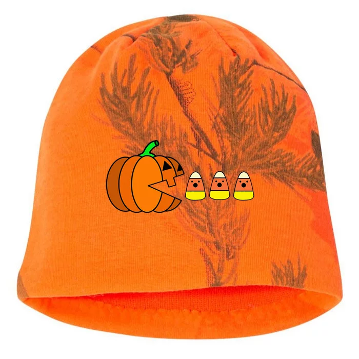 Funny Halloween Pumpkin Eating Candy Corn Gamer Kati - Camo Knit Beanie