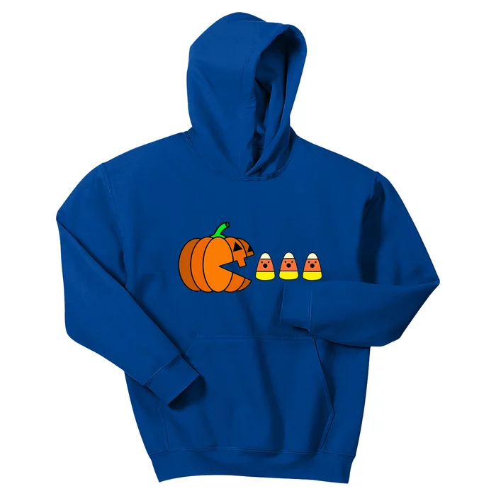 Funny Halloween Pumpkin Eating Candy Corn Gamer Kids Hoodie