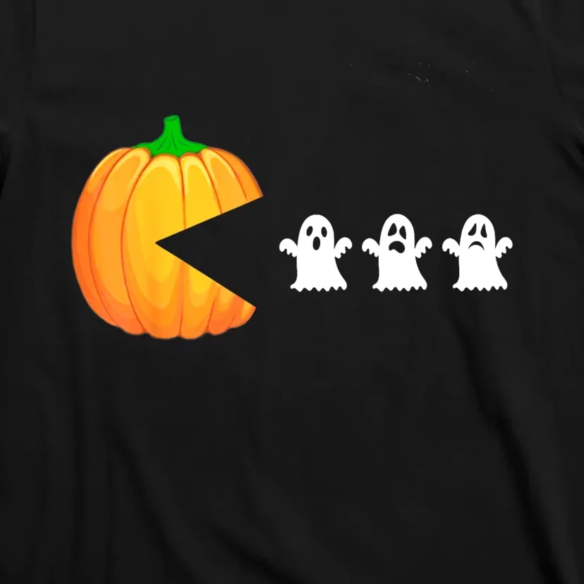 Funny Halloween Pumpkin Eating Ghost Gamer T-Shirt