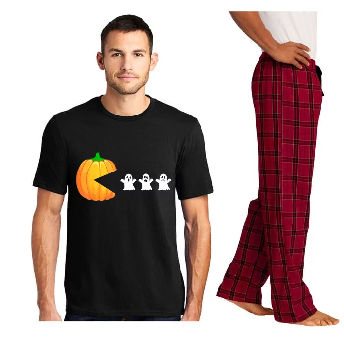 Funny Halloween Pumpkin Eating Ghost Gamer Pajama Set