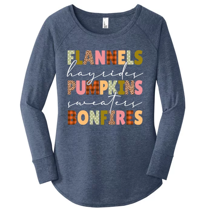 Flannels Hayrides Pumpkins Sweaters Bonfires Plaid Leopard Gift Women's Perfect Tri Tunic Long Sleeve Shirt