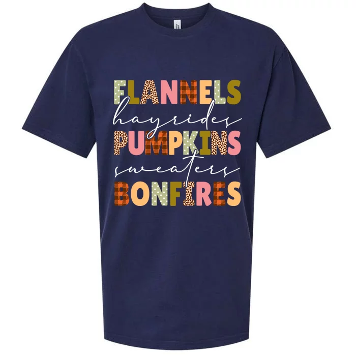 Flannels Hayrides Pumpkins Sweaters Bonfires Plaid Leopard Gift Sueded Cloud Jersey T-Shirt