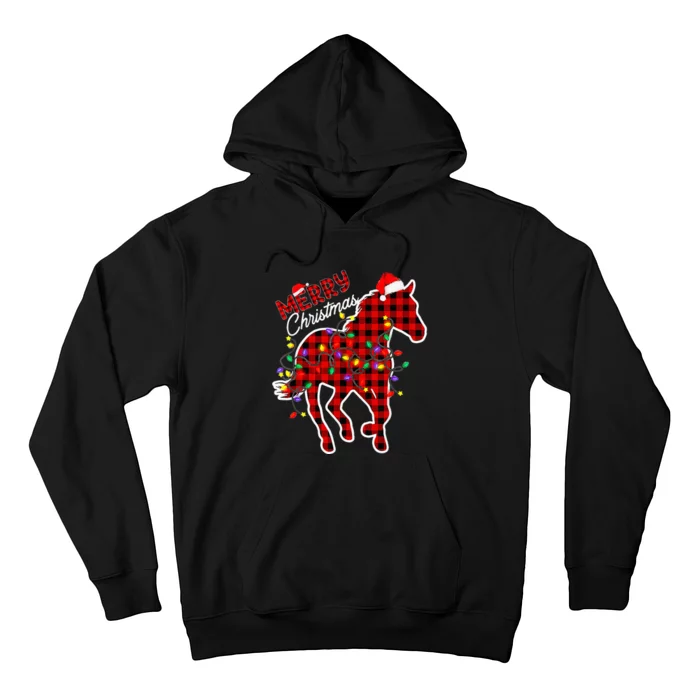 Festive Holiday Pajamas with Red Buffalo Plaid and Horse Print Hoodie