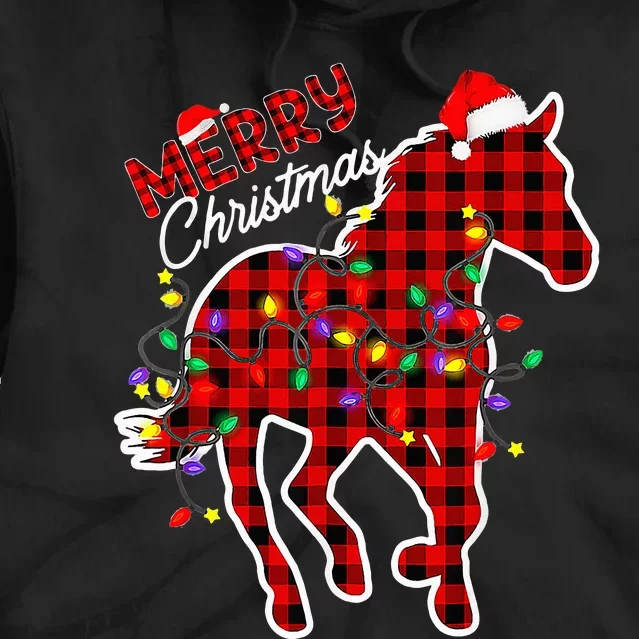 Festive Holiday Pajamas with Red Buffalo Plaid and Horse Print Tie Dye Hoodie