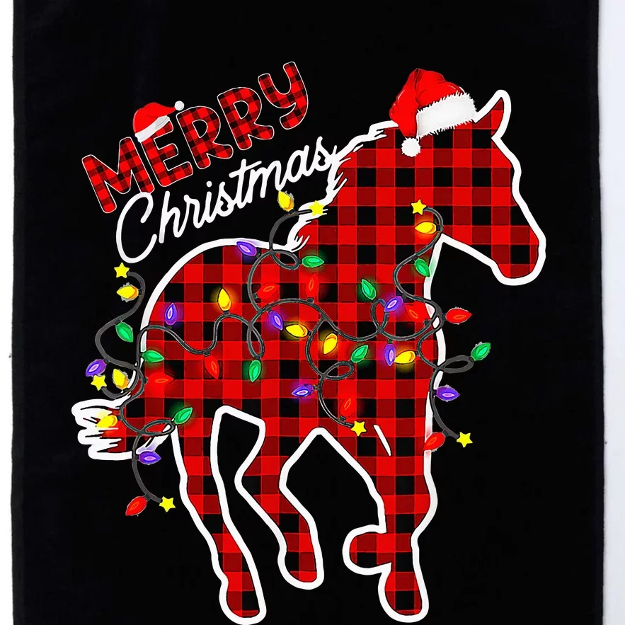 Festive Holiday Pajamas with Red Buffalo Plaid and Horse Print Platinum Collection Golf Towel