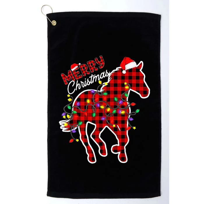 Festive Holiday Pajamas with Red Buffalo Plaid and Horse Print Platinum Collection Golf Towel