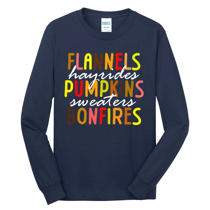 Flannels Hayrides Pumpkins Sweaters Bonfires Tall Long Sleeve T-Shirt