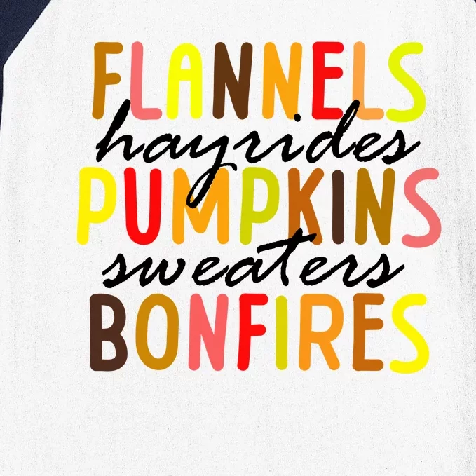 Flannels Hayrides Pumpkins Sweaters Bonfires Baseball Sleeve Shirt