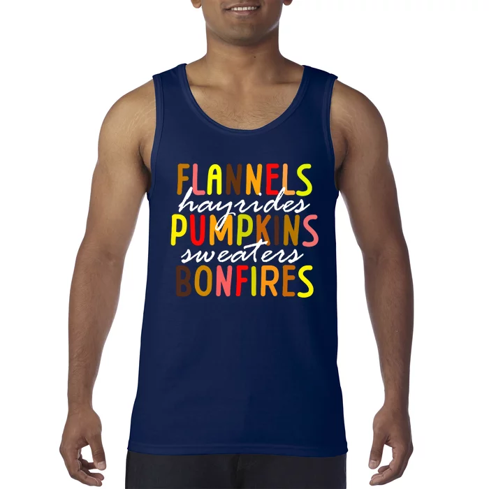 Flannels Hayrides Pumpkins Sweaters Bonfires Tank Top