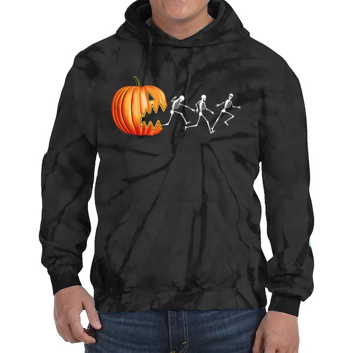 Funny Halloween Pumpkin Skeletons Jack O Lantern Tie Dye Hoodie