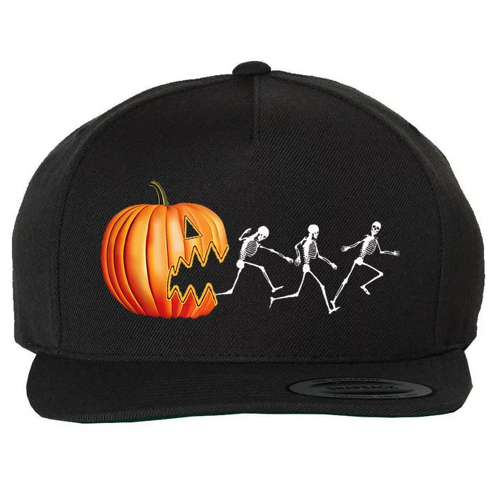 Funny Halloween Pumpkin Skeletons Jack O Lantern Wool Snapback Cap