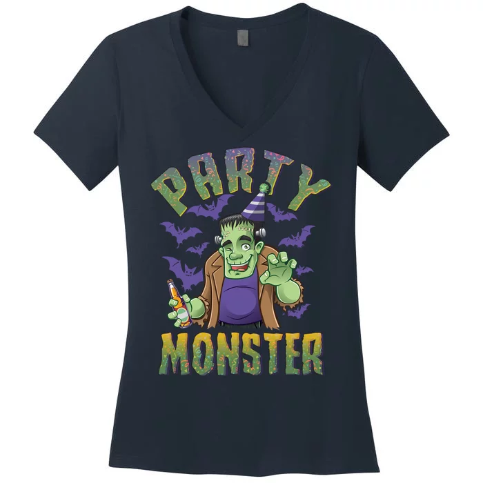 Funny Halloween Party Monster Frankenstein Women's V-Neck T-Shirt