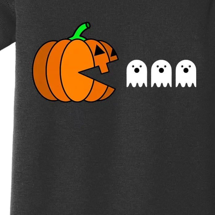 Funny Halloween Pumpkin Eating Ghost Gamer Baby Bodysuit