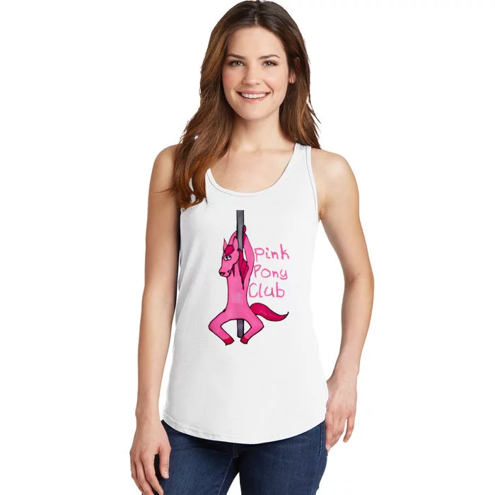 Funny Horse Pink Pony Club Ladies Essential Tank