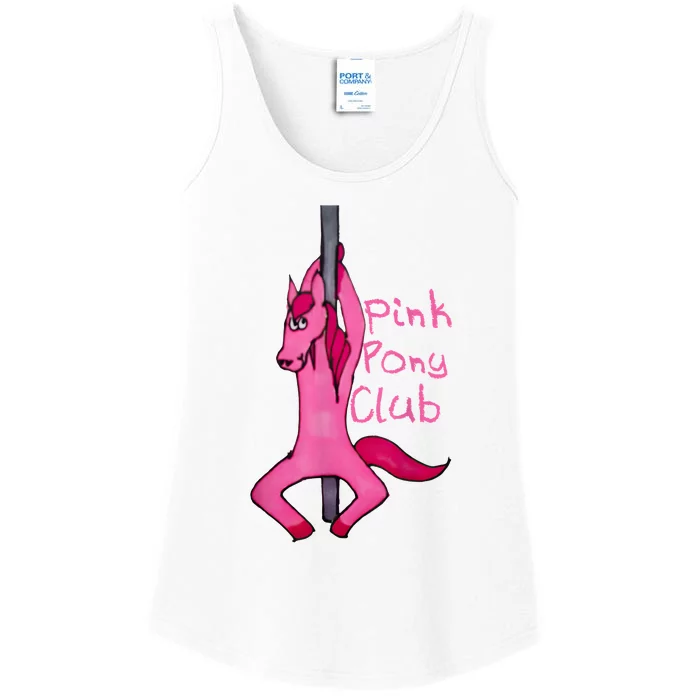 Funny Horse Pink Pony Club Ladies Essential Tank