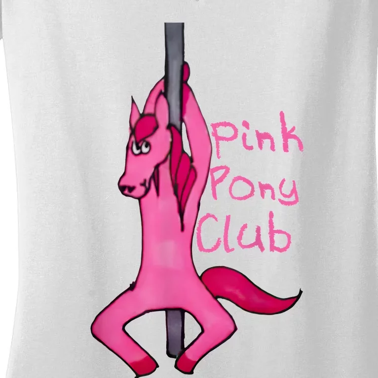 Funny Horse Pink Pony Club Women's V-Neck T-Shirt