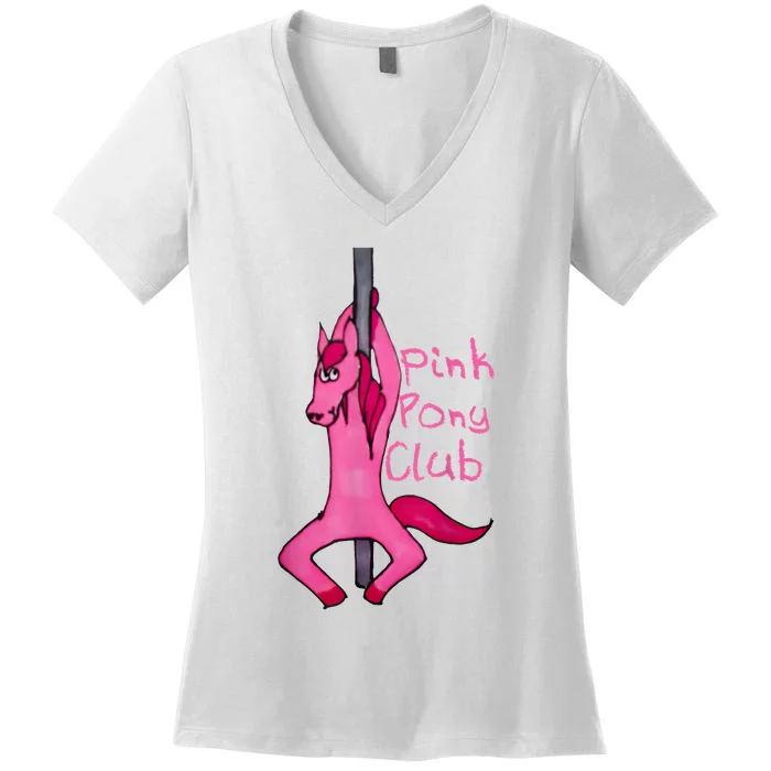 Funny Horse Pink Pony Club Women's V-Neck T-Shirt