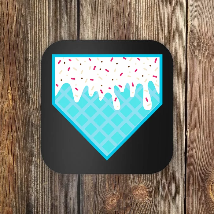 Funny Home Plate Drip Ice Cream Softball & Baseball Coaster