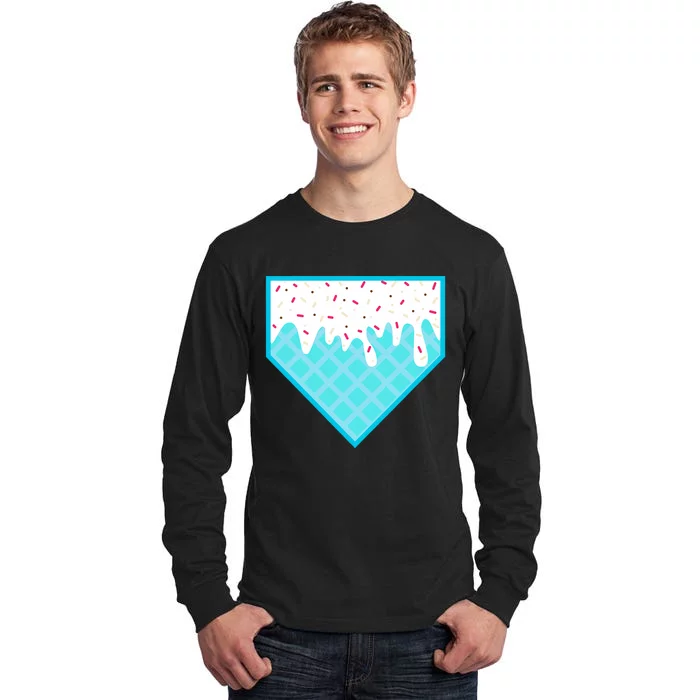 Funny Home Plate Drip Ice Cream Softball & Baseball Tall Long Sleeve T-Shirt