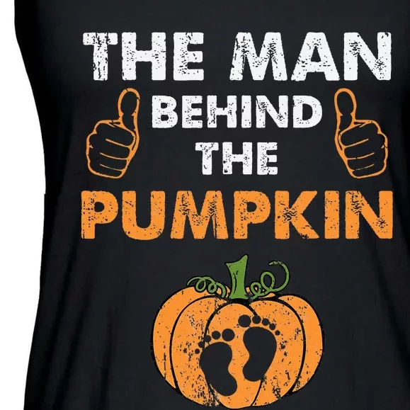 Funny Halloween Pregnancy Baby Shower Behind The Pumpkin Ladies Essential Flowy Tank