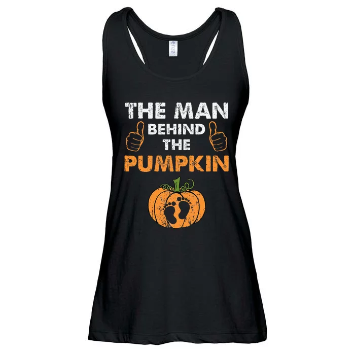 Funny Halloween Pregnancy Baby Shower Behind The Pumpkin Ladies Essential Flowy Tank