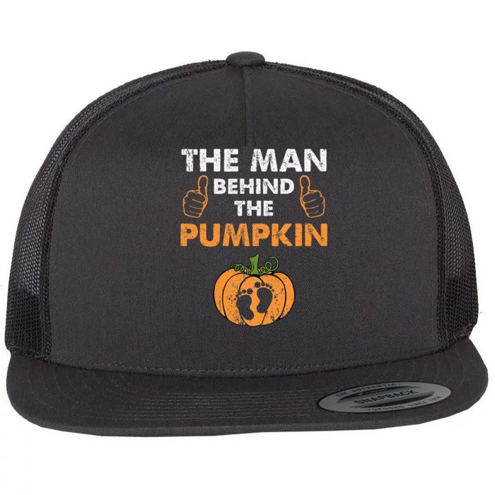 Funny Halloween Pregnancy Baby Shower Behind The Pumpkin Flat Bill Trucker Hat