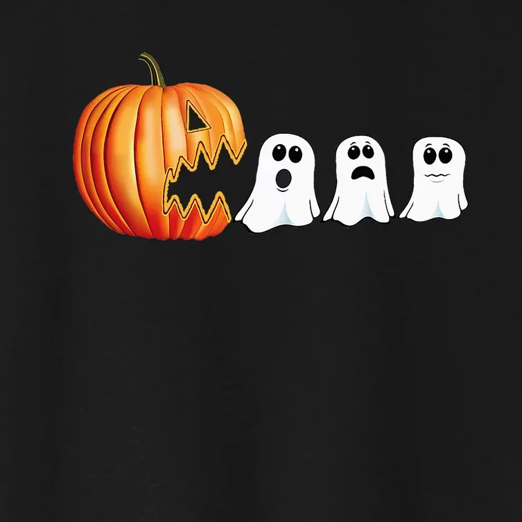 Funny Halloween Pumpkin Ghosts Jack O Lantern Women's Crop Top Tee